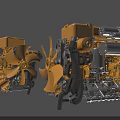 Industrial Equipment Yellow Diesel Engines With Fan Blades And Mechanical Components