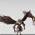 Two Mythical Harpy Characters With Eagle Heads Large Wings And Warrior Attire 3d model