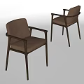 Modern Brown Dining Chairs With Armrests And Dark Frame For Dining Room 3d model