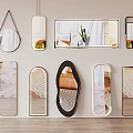 Modern Various Shaped Mirrors With Unique Frames And Wall Floor Placement 3d model