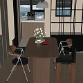 Middle ancient rectangular dining table and chair combination for more than four people 3d model