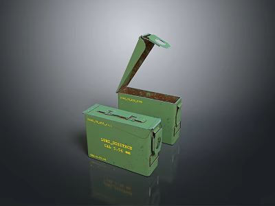 Green Storage Boxes For Household Supplies With Open Lid And Yellow Text 3d model