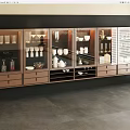 Modern Wine Cabinet With Glass Doors Shelves Drawers And Dinnerware