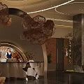 Elegant Modern Hotel Lobby Interior With Artistic Decor And Reception Desk