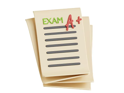 Stack of Exam Papers With A Plus Grade And Lines For Writing 3d model