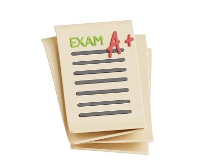 Stack of Exam Papers With A Plus Grade And Lines For Writing 3d model