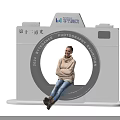 Camera Shaped Photo Check In Spot with White Structure at Suning 11th Instant Fashion