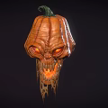 Halloween Themed Decorative Light With Carved Pumpkin Head Glowing Eyes And Mouth