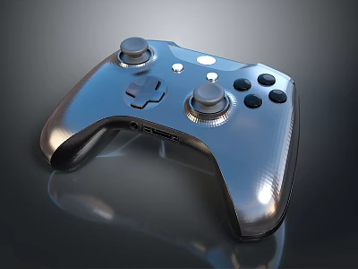 Ergonomic Modern Metallic Game Controller With Shiny Surface Joysticks And Buttons 3d model