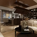 Modern Showroom Interior Design With Sofa Coffee Tables Plants Colorful Screens And Bookshelves