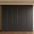 Modern Dark Wardrobe Design With Brass Handles And Drawer Storage 3d model