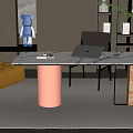 Modern Desk Single Sofa 3d model