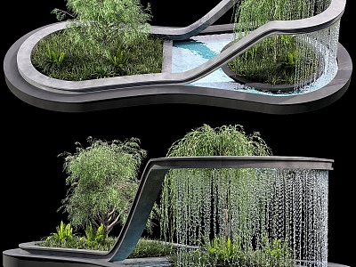 Courtyard fountain water feature sketch 3d model