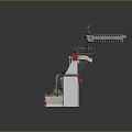 Industrial Multi Arm Manufacturing Machinery With Red White Frame And Automated Units