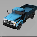 Blue Truck With Open Bed Front Design Side Mirrors And Headlights 3d model