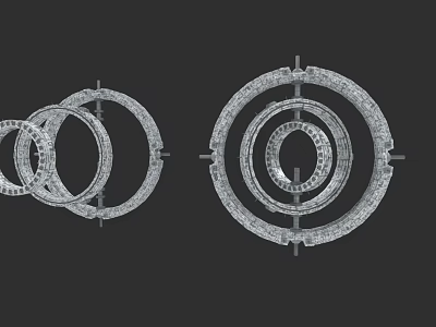 Mechanical Weapon Structure With Multiple Circular Rings And Metal Components 3d model