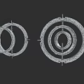 Mechanical Weapon Structure With Multiple Circular Rings And Metal Components 3d model