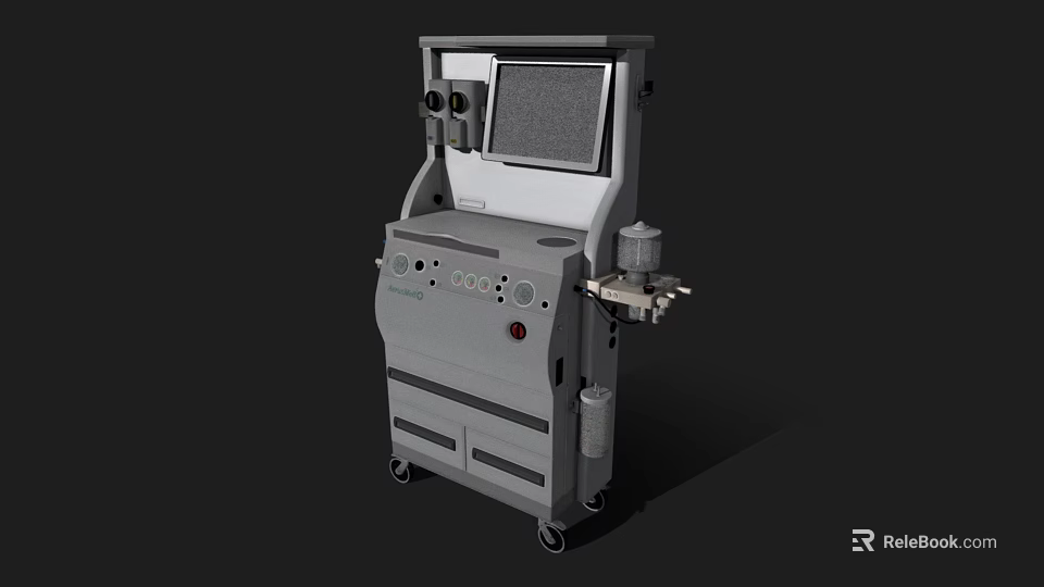 Modern Medical Device with Digital Screen Control Panel and Wheels for Clinical Use 3d model