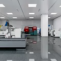 Modern Industrial Workshop With White Walls Silver Floors And Neat Machinery Arrangement