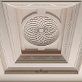 Classic Elegant Layered Ceiling Design With Square Oval Patterns And Decorative Lines
