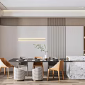 Restaurant Interior Design With Wooden Walls Warm Lighting Marble Counter And Modern Dining Chairs