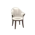 Elegant Modern Armchair With Ivory Upholstery And Dark Brown Wooden Legs