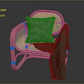 Modern Light Brown Rattan Leisure Chair with Gray Wavy Pattern Cushion and Green Blanket