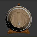 Traditional Wooden Barrel With Metal Hoops Wooden Legs Bung And Tap