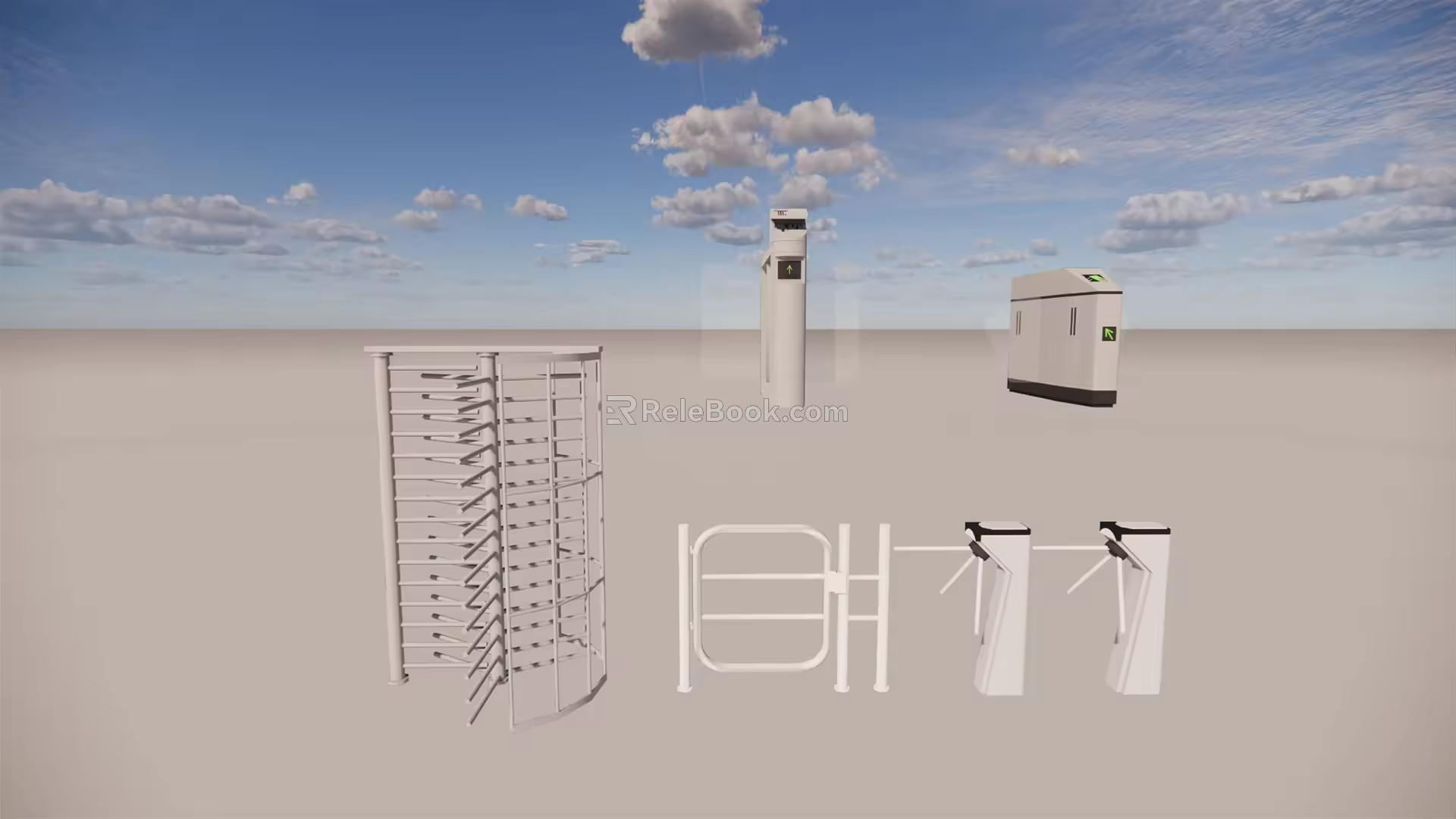 Modern Gate Machine Revolving Door Automatic Ticket Checking Machine 3d model