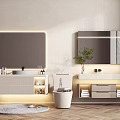 Modern Bathroom Vanity Design With Illuminated Mirror And Storage Cabinets