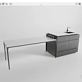 Modern Kitchen Counter With Long Top Drawer Cabinets Sink And Cooktop