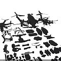 Smart Drones With Multiple Models And Assorted Components Parts And Accessories 3d model
