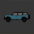 Blue Retro SUV With Black Roof And Wheels Off Road Design