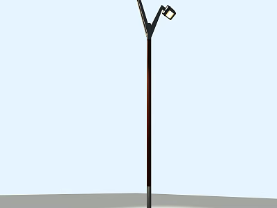 Modern Outdoor LED Light With Tall Pole And Double Illuminating Heads 3d model