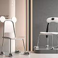 Designer Children's Chairs With Animal Shaped Backrest White Seat And Metal Legs