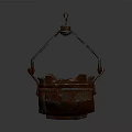 Vintage Rustic Hanging Bucket With Metal Frame And Hook As Practical Household Tool