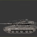Modern Combat Military Tank With Camouflage Paint Tracks Cannon And Armored Equipment