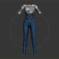 Short Sleeved Floral Pattern Blouse With High Waisted Fitted Jeans And Button Details