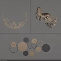 Modern Metal Wall Decor With Leaf Butterfly And Circular Artistic Shapes