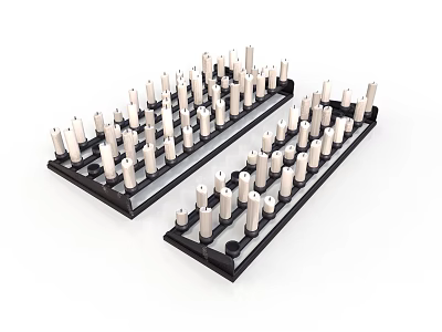 Modern Lighting Combinations With Black Bases And White Lamps Arranged Neatly In Rows 3d model