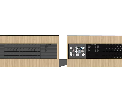 Commercial Kitchen Equipment Workstation Featuring Wooden Cabinet And Black Panel 3d model