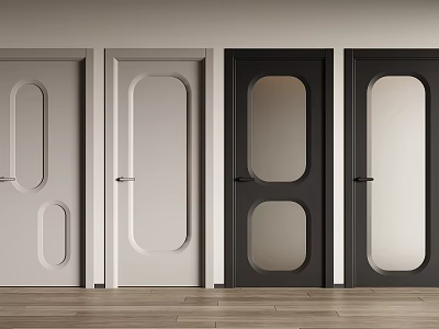 Modern Hinged Doors In White And Black With Panel And Glass Design For Home Interior 3d model