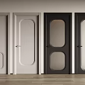 Modern Hinged Doors In White And Black With Panel And Glass Design For Home Interior