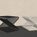 Modern Black and White Stools with Intertwined Lines and Stylish Geometric Design