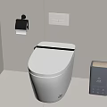 Modern Smart Toilet In Minimalist Bathroom With Control Panel And Paper Holder