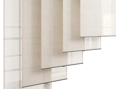 Modern Beige Fabric Roman Blinds With Layered Design For Window Decoration 3d model