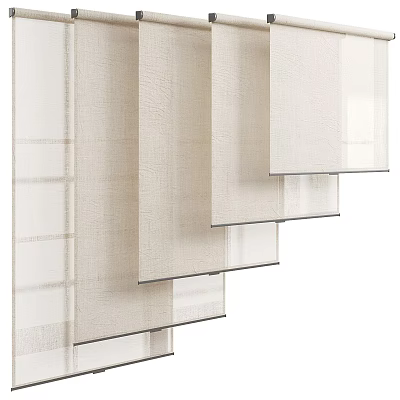 Modern Beige Fabric Roman Blinds With Layered Design For Window Decoration 3d model