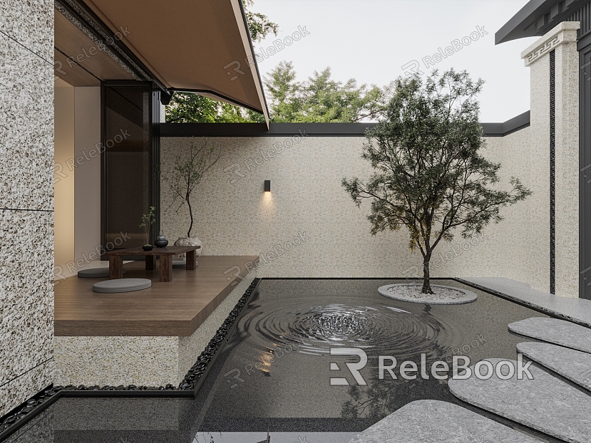 New Chinese Courtyard Courtyard Landscape model