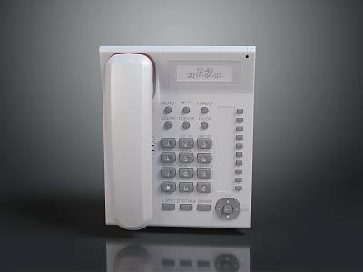 White Computer Office Telephone With Digital Display Numeric Keypad And Function Buttons 3d model