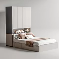 Modern Integrated Bedroom Furniture With Bed Storage Cabinets And Decorative Items